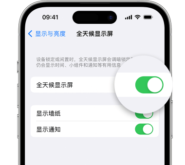 北票苹果15预约维修分享iPhone15如何设置全天候显示屏幕可见 