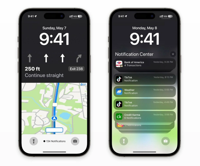 北票苹果维修服务分享iOS17锁屏地图导航半屏显示长什么样 